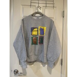 Vintage Lee Baseball Is Art‎ 1997 Sweater Grey Size L